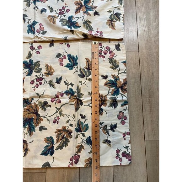 Set of 2 Vintage JCPenney Floral Leaves Queen Size Pillowcases Cream Gold Blue - Picture 4 of 6